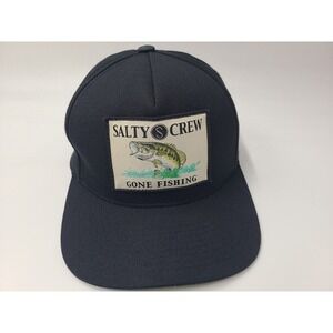 Salty Crew Gone Fishing Patch Snapback Hat Cap Wool Blend Bass Men Women Black